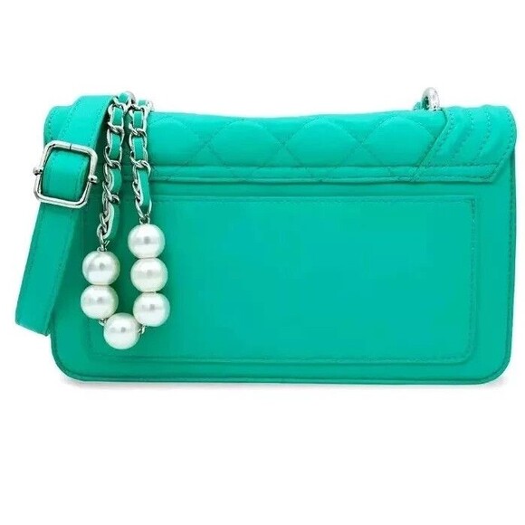 Badgley M Vegan Leather Crossbody Bag NWT Purse Handbag Women's Lock Pearls $129 - Picture 4 of 15